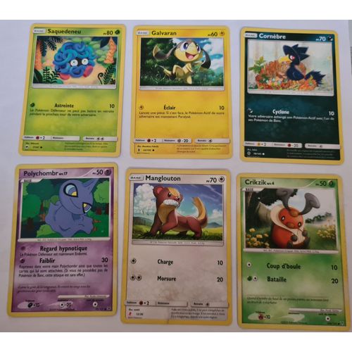 Lot De Cartes Pokemon - Saquedeneu 7/147 - Polychombr 92/127 - Galvaran 43/145 - Cornèbre 78/145 - Crikzik 109/147 - Manglouton 12/30