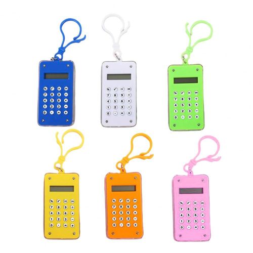 Mini calculatrice de poche légère en plastique, avec porte-clés Durable, arrêt automatique