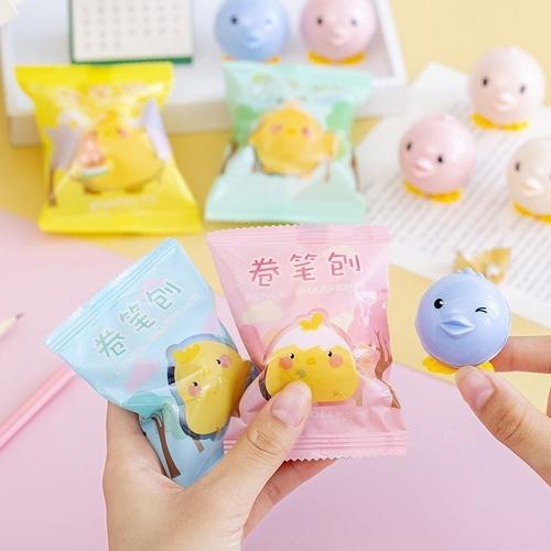 5 Pièces De Papeterie Scolaire Et De Bureau, Taille-Crayon Créatif En Forme De Poussin, Dessin Animé, Accessoires, Cadeau Kawaii