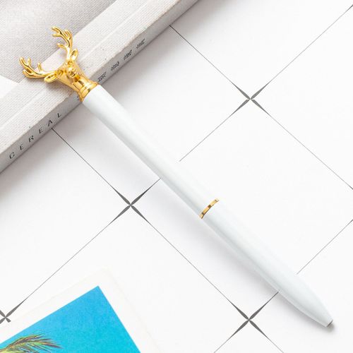 Stylo À Bille À Tête De Cerf Multicolore, En Métal, Créatif, Pour Bureau, Papeterie Scolaire, 4 Pièces