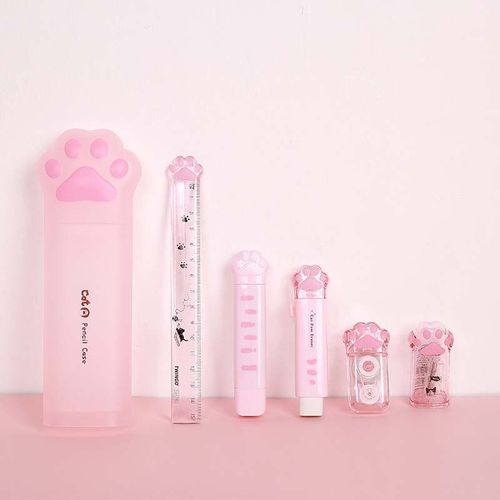 Ensemble De Papeterie Créatif Patte De Chat, Taille-Crayon, Gomme, Stylo Correcteur, Étui Pour Enfants, Fournitures Scolaires, Cadeaux