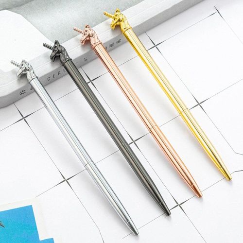 Stylo À Bille Licorne, 4 Pièces, Amour De Mariage, Stylo En Métal Et Cuivre, Papeterie Fournitures Scolaires Et De Bureau