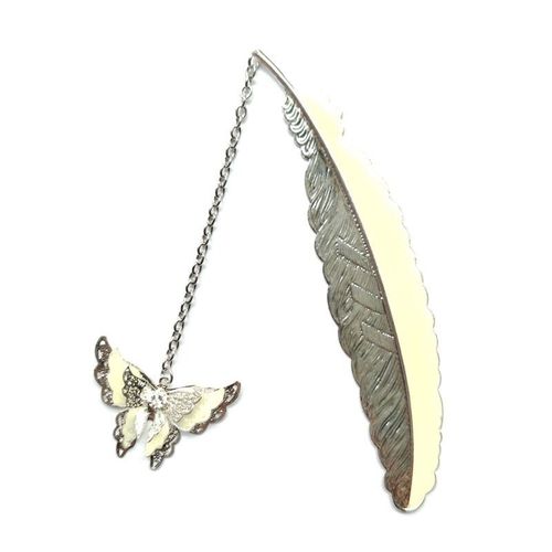 Marque-Page Grand Papillon En Cuivre, Plume Fluorescente, Argent Plaqué, Petit Cadeau