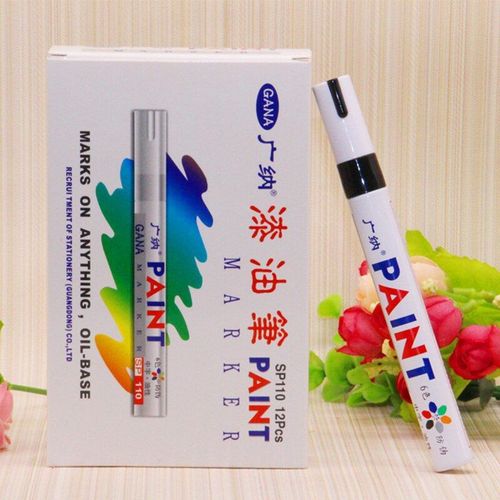 1set 12 Couleurs Métallique Stylo Marqueur Imperméable Pneu De Voiture Bricolage Cd Métal Stylo Marqueur Peinture Graffti Huileux Marqueur Papeterie