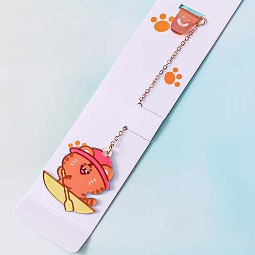 Marque-Page Pendentif Tigre Créatif Mignon Kawaii, Chaîne Acrylique Pour Lecture, Livre Avec Clip, Fournitures Scolaires Et De Bureau