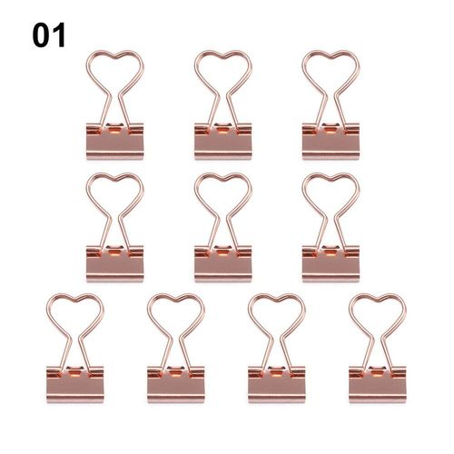 Lot De 10 Pinces À Papier En Forme De C¿Ur, De Chat, De Fleur, En Or Rose, Pour Livre, Décoratives, Pour Reliure De Lettres