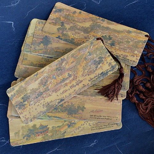 Marque-Pages En Papier, Scène De Bord De Rivière Au Festival De Qingming, Porte-Livre De Style Ancien, Carte Message, Papeterie Cadeau, 13 Pièces/Ensemble