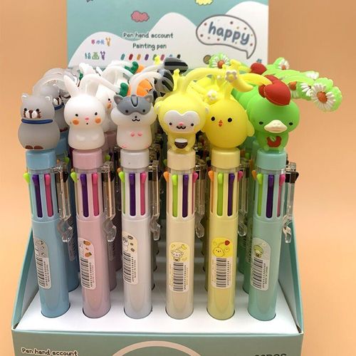 Stylo À Bille Dinosaure Kawaii, 36 Pièces/Lot, 8 Couleurs, Mignon, À Roulettes, Fournitures D'écriture Scolaires Et De Bureau, Papeterie Cadeau