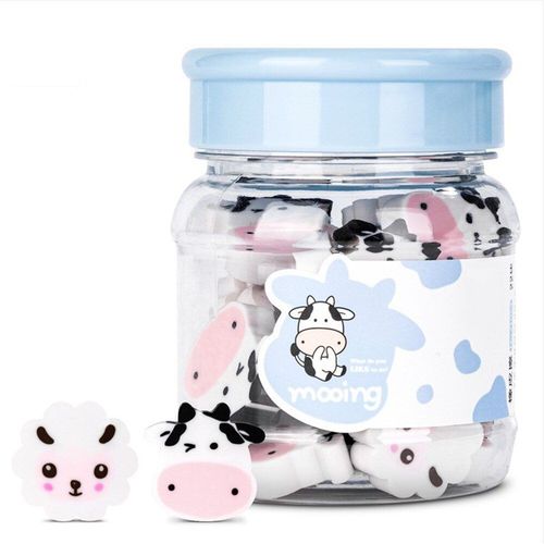 Effaceurs D'animaux De Dessin Animé, 22 Pièces/Boîte, Kawaii Vache Mouton Design Lingette Propre Outils De Correction Jouets Pour Enfants Fournitures Scolaires Et De Bureau