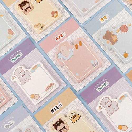 Bloc-Notes De Dessins Animés Chien Chat Ours Alpaga, Bloc-Notes, Étiquette Autocollante Mignon N Times, Signet, Fournitures De Papeterie Post-Scolaire, 48 Pièces/Lot