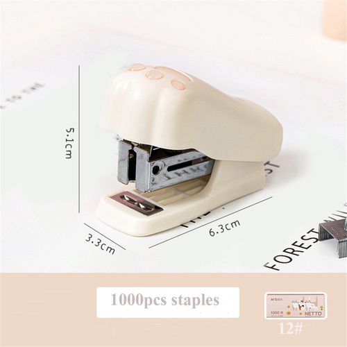 Agrafeuse Patte De Chat Mignonne Avec 1000 Pièces 12 # Agrafes, Reliure En Papier, Économie De Travail, Machine Manuelle, Reliure De Bureau, Fournitures De Papeterie Mignonnes