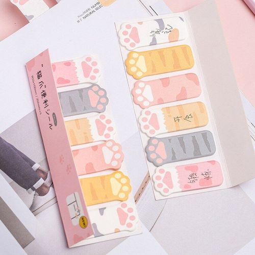 Bloc-Notes Kawaii Patte De Chat, Étiquette Autocollante Mignonne N Times, Marque-Page, Papeterie Fournitures Scolaires, 24 Pièces/Lot