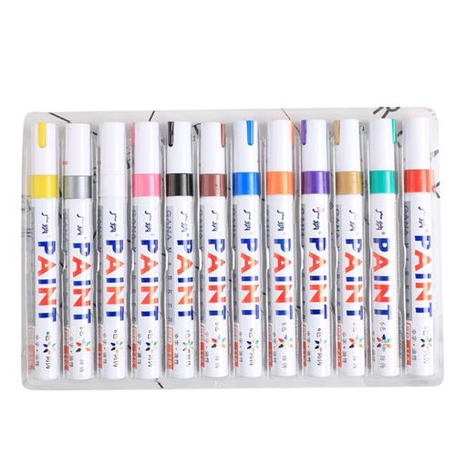 Marqueurs De Peinture Permanents En Métal Pour Pneus De Voiture, Stylo Étanche Coloré, 12 Pièces/Lot