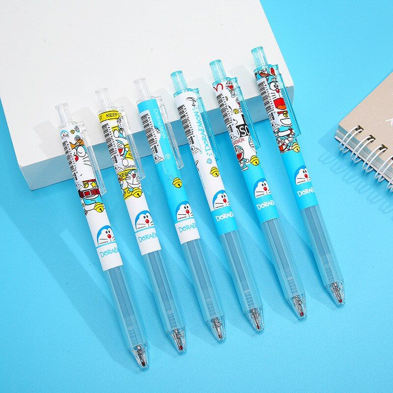 Stylo À Gel À Pression Doraemon Transparent, Mignon, 0.5mm, Stylo À Encre Noire, Signature, Fournitures Scolaires Et De Bureau, Papeterie Cadeau, 36 Pièces/Lot