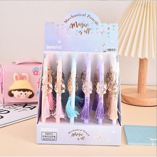 Stylo Mécanique Avec Pendentif Princesse Chat Kawaii, 36 Pièces/Lot, Créatif, 0.5/0.7mm, Pour Dessin, Écriture, Automatique, Fournitures Scolaires Et De Bureau