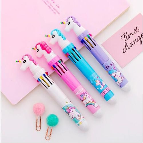 Lot De 24 Stylos À Bille Multicolores, Licorne, Flamand Rose, Dinosaure, Mignons, 10 Couleurs, Matériel D'écriture, Fournitures Scolaires
