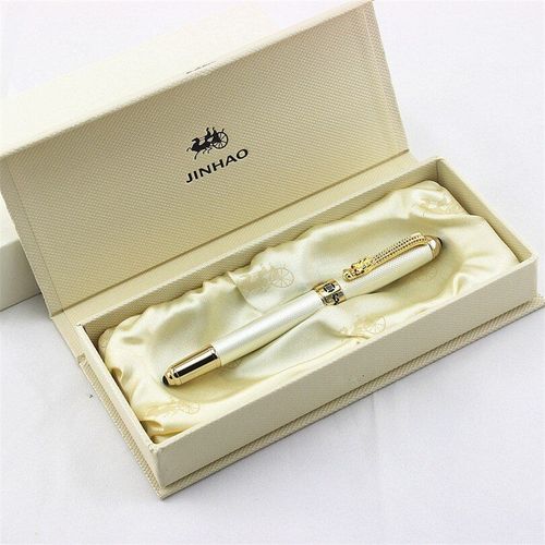 Stylo Roller De Luxe Avec Recharge D'encre, Stylo À Signature Blanc À Clip Dragon De Style Classique, Fournitures De Bureau D'affaires