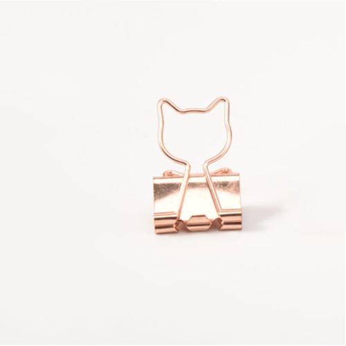 10 Pièces Dessin Animé Chat Rose Or Couleur Reliure Clips Mignon Évider Cactus Pingouin Forme Métal Trombone Signet Kawaii Papeterie