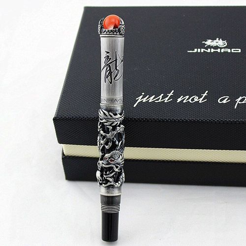 Stylo À Bille Dragon Noir Ancien, Avec Perles Et Bijoux Sur Le Dessus, Livraison Gratuite