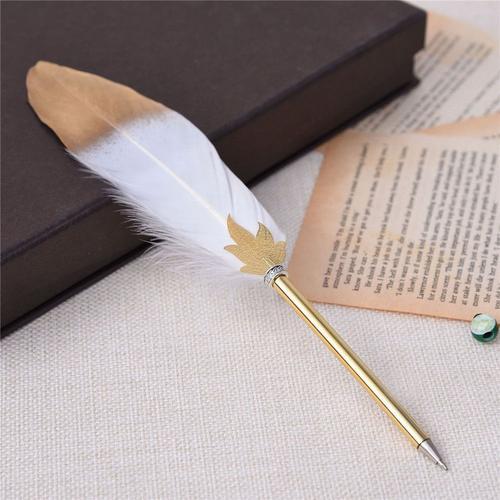 1pc Or Plume Stylo À Bille Créatif Écriture Instrument Kawaii Papeterie Stylos Pour Enfants Cadeaux École Bureau Écriture Fournitures