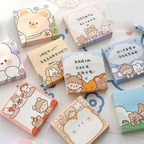 Bloc-Notes Lapin Et Ours De Dessin Animé Pour Fille, 20 Pièces/Lot, Étiquette Autocollante Mignonne N Times, Marque-Page, Papeterie, Fournitures Scolaires