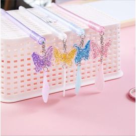 Stylo Gel Créatif Avec Pendentif Plume Papillon, 0.5mm, Kawaii, Encre Noire, Signature, Fournitures Scolaires Et De Bureau, 48 Pièces/Lot