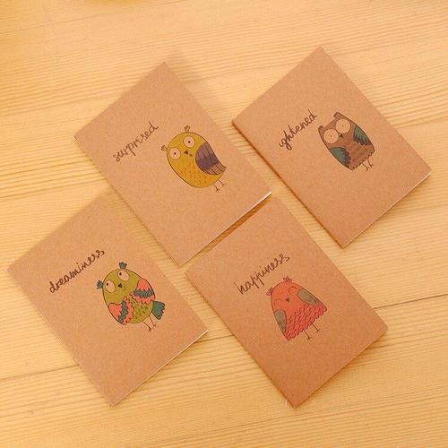 Mini Carnet De Dessin Animé, Cactus, Chat, Renard, Ours, Papier Kraft Rétro, Cadeau Pour Étudiant, Fournitures De Papeterie Scolaire, 50 Pièces