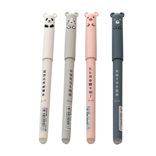Stylo À Bille Effaçable Animaux 0.35mm, Tiges De Recharge, Mignon, Panda, Chat, Kawaii, Écriture, Poignée Lavable