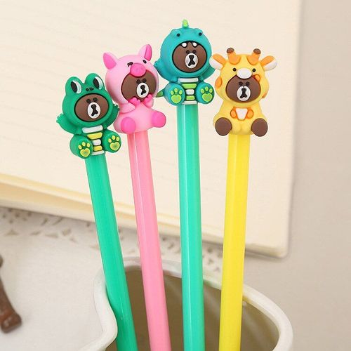 Stylo À Gel En Forme D'ours De Dessin Animé, 100 Pièces, Mignon, Papeterie D'apprentissage, Écriture, Stylo À Bille, Frais Pour Étudiant, Stylo À Gel Noir
