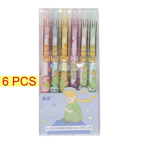 Stylo À Gel ""Little Prince Press"", Ensemble De 3/6 Pièces, Joli Stylo À Bille Roulante, Kawaii, Fournitures Scolaires, De Bureau, Noir, 0.5