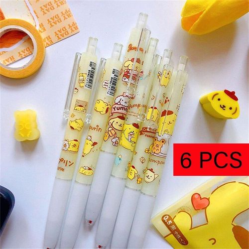 3/6pcs Dessin Animé Chien Jaune Presse Stylo Gel Stylo 0.5 Noir Séchage Rapide Stylo À Bille St Plume Fournitures Scolaires Fournitures De Bureau Papeterie