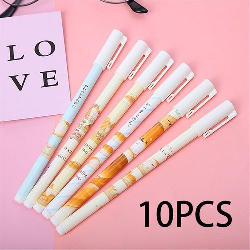 Stylo À Bille Thermique Effaçable, 10 Pièces, Ours De Dessin Animé Créatif, Animal, Stylo À Bille, Noir, Fournitures De Papeterie Scolaire Et De Bureau