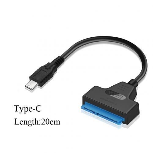 Adaptateur rapide de Type C/USB 2.0 vers SATA, convertisseur de câble de 20cm pour disque dur/SSD de 2.5 pouces