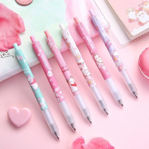 48 Pcs/Lot Mignon Créatif Dessin Animé Fleur Poussée Lapin Signature Gel Stylo Promotion Cadeaux Filles Papeterie L'eau Stylo Roller