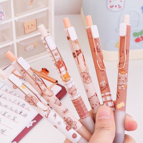 Crochet Créatif En Métal, 48 Pièces/Lot, Dessin Animé Mignon, Ours Push, Écriture, Gel, Stylo, Cadeaux, Papeterie, Stylo À Bille