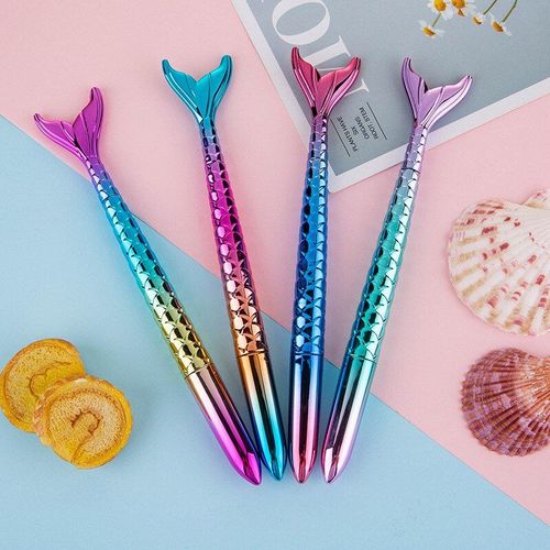 Stylos À Bille En Forme De Sirène, 15 Pièces, Dégradé Coloré, Belle Queue De Poisson, Papeterie, Stylos À Gel De Dessin Animé, Cadeau
