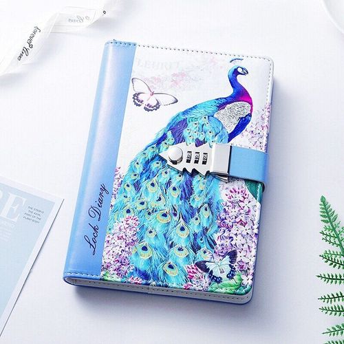Bloc-Notes Avec Impression Couleur Paon Fleur Cerf, Code Imprimé, Épais, Pour Journal Intime, Papeterie Pour Manuel Fille, Mot De Passe, Cadeau, 215x150mm