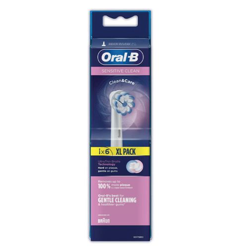 Oral-B Sensitive Clean Brossettes De Rechange Pour Brosse À Dents Électrique Format Spécial Boîte Aux Lettres, Pack De 6