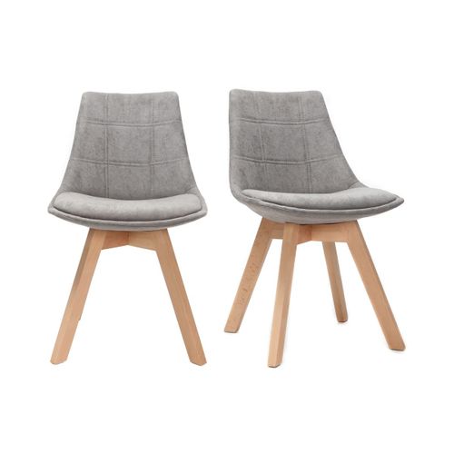 Chaises Scandinaves En Tissu Gris Clair Et Bois (Lot De 2) Matilde