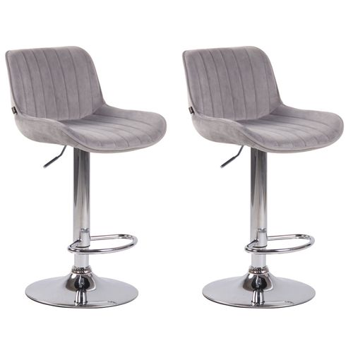 Lot De 2 Tabourets De Bar Moderne Confortable Réglable En Velours Gris Clair Pied Trompette Métal Tdb10395