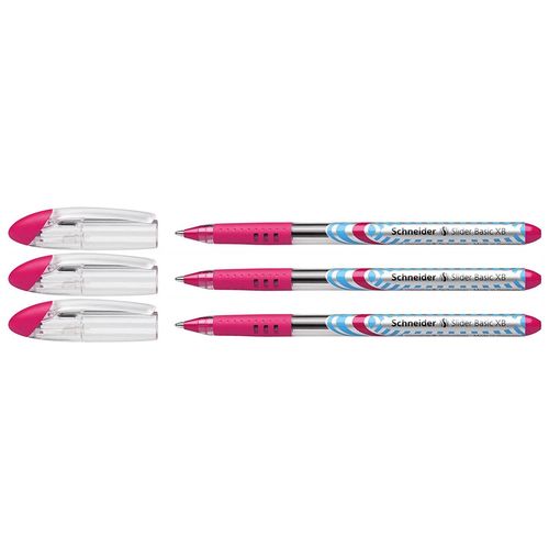 Schneider Lot De 3 Stylos À Bille Slider Basic Pte Extra Large Rose