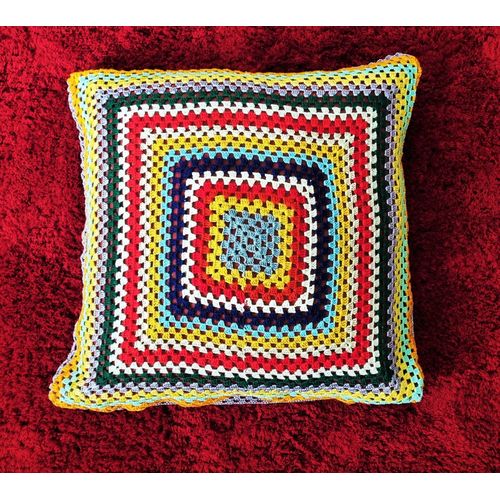 Housse De Coussin Au Crochet Multicolore Coton Tbe