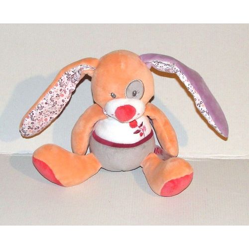 Doudou Lapin Orange Gris Musical Berceuse Tex Baby