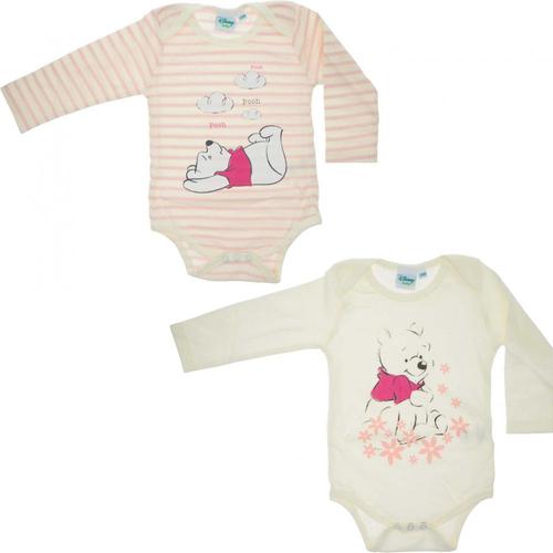 Lot De 2 Bodies Winnie L'ourson Disney Rose + Blanc Crème