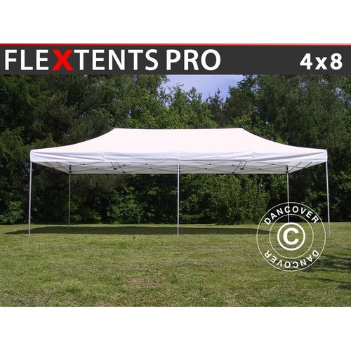 Tente Pliante Chapiteau Pliable Tonnelle Pliante Barnum Pliant Flextents Pro 4x8m Blanc
