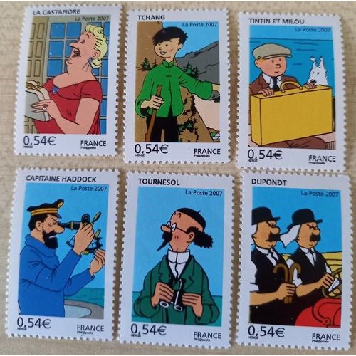 6 Timbres Neufs , Série Tintin 2007, Illustrations De Hergé. D'une Valeur De 0,54 Euros Chacun.