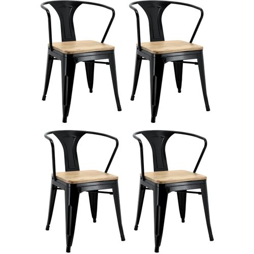 Chaise Industrielle En Métal Et Bois D'orme (Lot De 4) Métal Laqué Noir