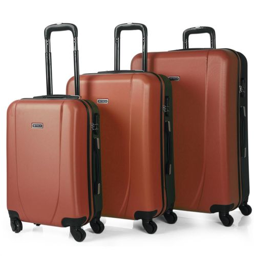 Set De 3 Valises De Voyage Rigides 4 Roues Trolley ABS. Résistantes Et Légères. Poignée 2 Anses Et Cadenas. Petite Moyenne Et Grande. 71100