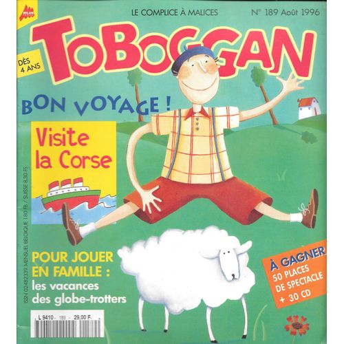 Magazine Toboggan N°189 (08/1996) [Dès 4 Ans] - Avec Le Jeu "Vacances Des Globe-Trotters"