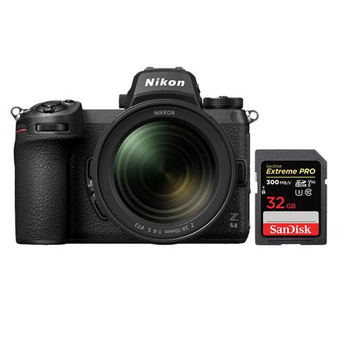 Nikon Z6 II Kit Z 24-70 mm f4 S + SanDisk 32 Go Extreme Pro SDHC UHS-II 4K U3 300 Mo/s